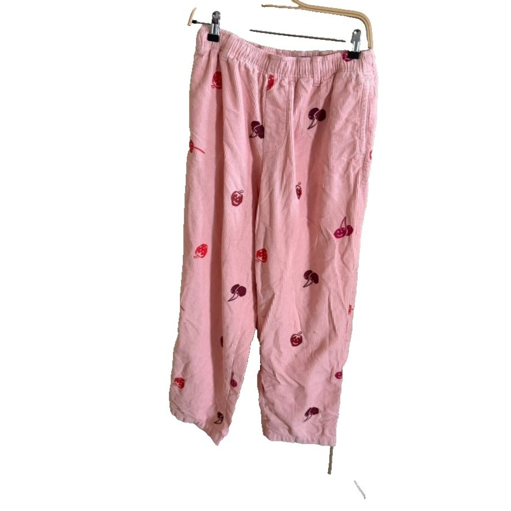 Urban Outfitters Pants Womens M Corduroy Fruit Print Relaxed Fit Embroidered